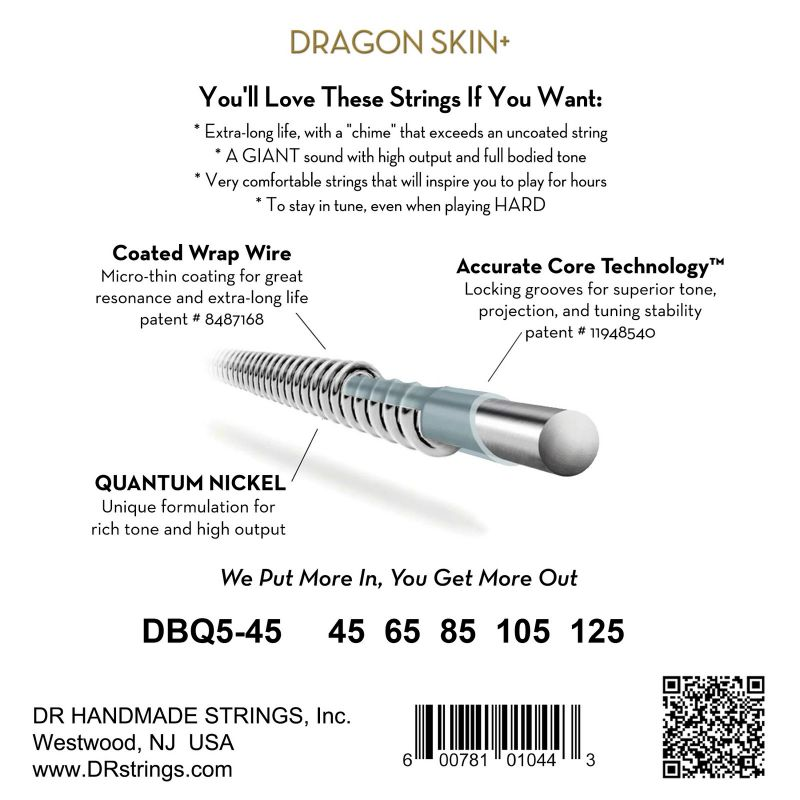 DR Strings Dragon Skin DBQ5 45-125 Quantum Nickel