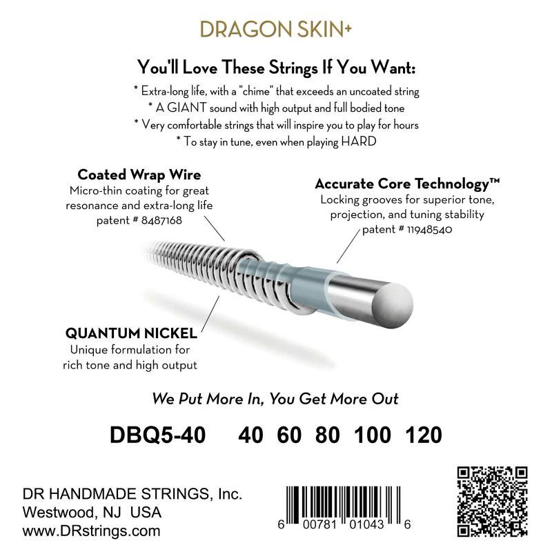 DR Strings Dragon Skin DBQ5 40-120 Quantum Nickel