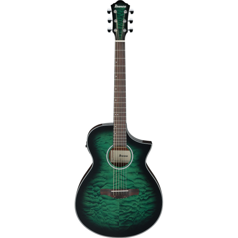 Ibanez AEWC16QATEH Transparent Emerald Burst High Gloss Top